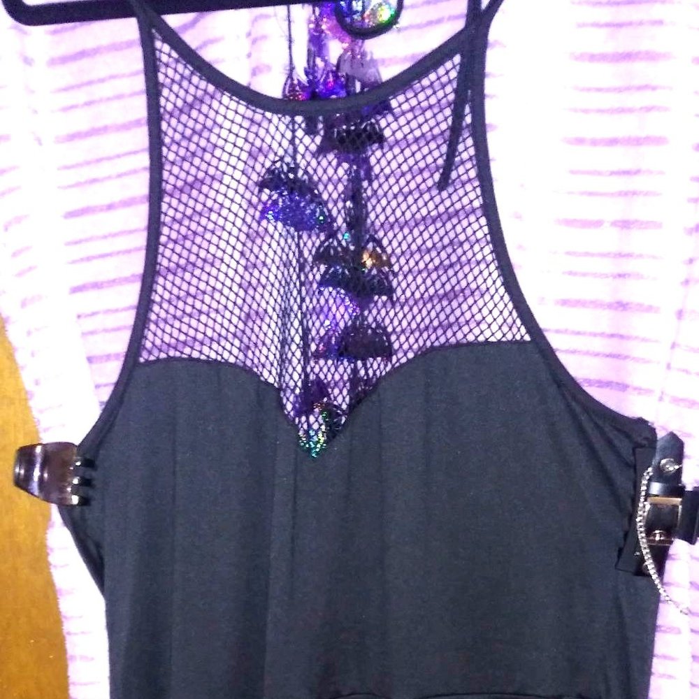Fishnet Top Black Dress NWOT